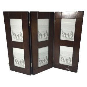 Triple Hinge Brown Wood Picture Frame 4x6